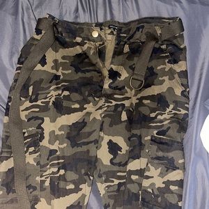 Green camo cargo pants